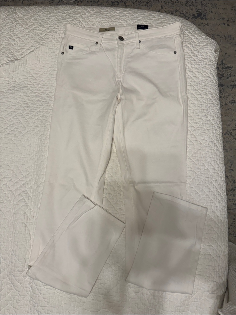 Ag Adriano Goldschmied White Straight-Leg Jeans